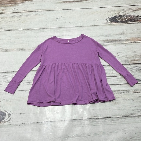 Free People Blouse Womens Small Purple Long Sleeve Oversize - Picture 12 of 16